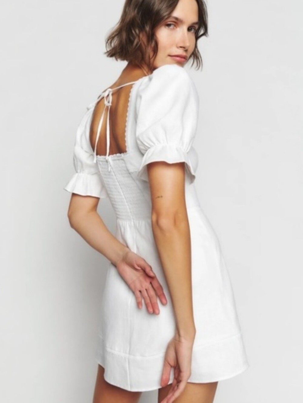 Reformation Evianna White Linen Dress